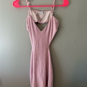 Fashion Nova Shimmering Pink Backless Dress